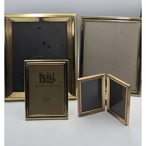 VTG Gold Brass Plated Picture Frames Lot of 4 - Mixed Sizes - Mid Century